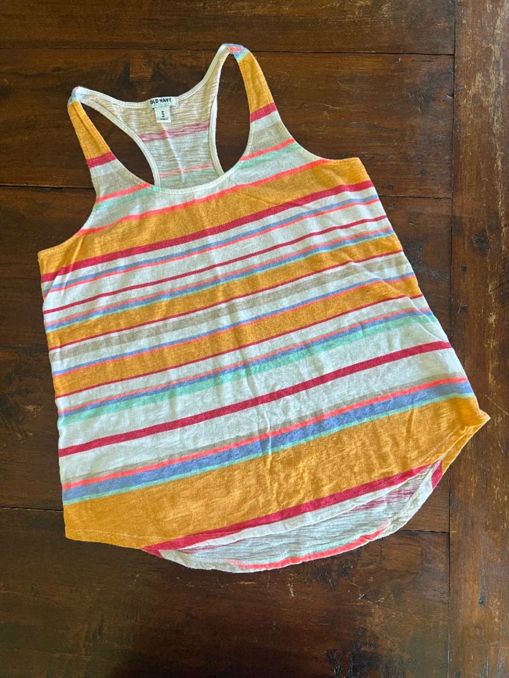 Old Navy Rainbow Stripe Slub Knit Cotton Racerback Tank Top L